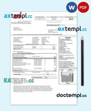 sample USA Connecticut The United Illuminating Company electricity utility bill template in Word and PDF format download