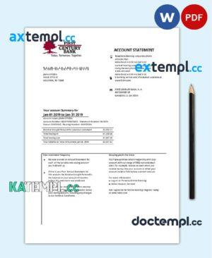 sample USA Georgia Gainesville First Century bank proof of address statement template in Word and PDF format download