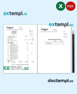 sample USA Heritage bank statement template in Excel and PDF format (3 pages) download
