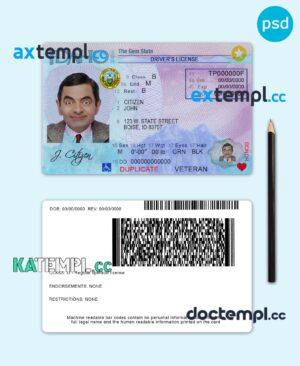 sample USA Idaho driver license template in PSD format download