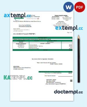 sample USA Iowa Consumers Energy utility bill template in Word and PDF format download