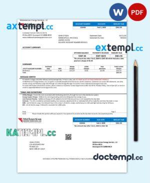 sample USA Iowa MidAmerican Energy Services utility bill template in Word and PDF format download