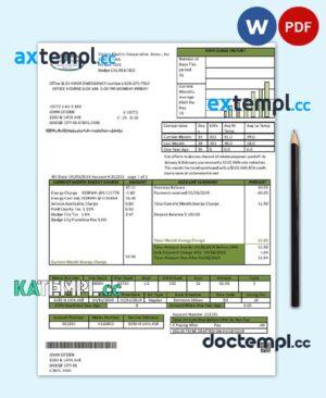 sample USA Kansas Victory Electric utility bill template in Word and PDF format download