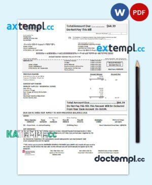 sample USA Louisiana AEP (Southwestern Electric Power Company) electricity utility bill template in Word and PDF format download