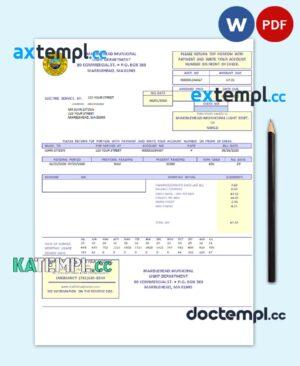 sample USA Marblehead Municipal Light Department utility bill template in Word and PDF format download