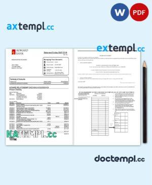 sample USA Maryland Howard Personal proof of address bank statement template in Word and PDF format (4 pages) download