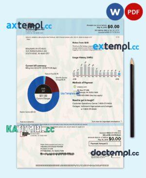 sample USA Michigan electricity utility bill template in Word and PDF format download