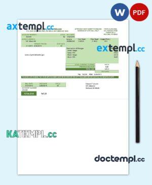 sample USA Michigan water utility bill template in Word and PDF (.doc and .pdf) format download