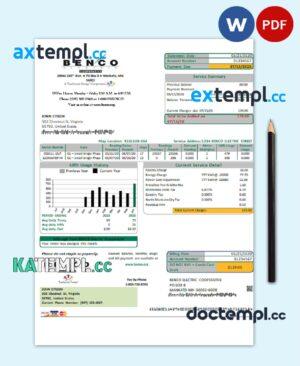 sample USA Minnesota Benco Elecric electricity easy fillable utility bill template in Word and PDF format (.doc and .pdf) download