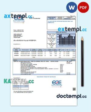 sample USA Minnesota East Central Energy utility bill template in Word and PDF (.doc and .pdf) format download