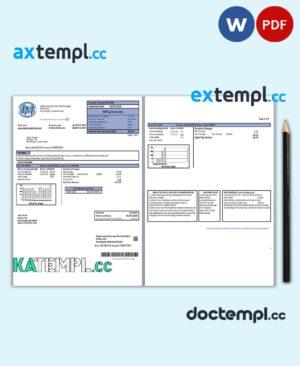 sample USA Minnesota Itasca-Mantrap electricity utility bill template in Word and PDF format (2 pages) download