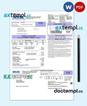 sample USA Minnesota Valley Electric Cooperative (MVEC) utility bill template in Word and PDF format download
