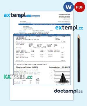 sample USA Nevada Southwest gas Corporation utility bill template in Word and PDF format download