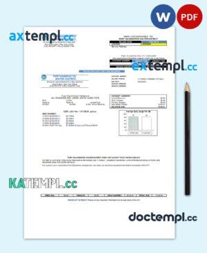 sample USA New York Port Washington Water District utility bill template in Word and PDF format download