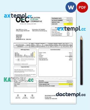 sample USA OEC electricity utility bill template in Word and PDF format download