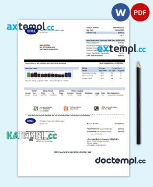 sample USA Ohio DP&L utility bill template in Word and PDF format download