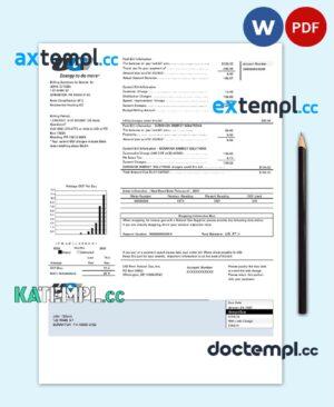 sample USA Pennsylvania UGI Utilities utility bill template in Word and PDF format download