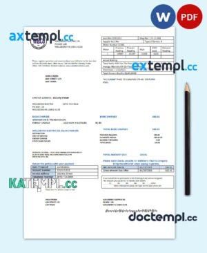 sample USA Pennsylvania Wellsboro Electric utility bill template in Word and PDF format download