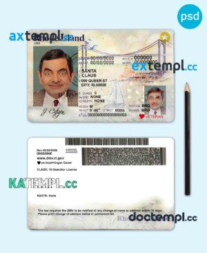 sample USA Rhode Island state driving license template in PSD format download