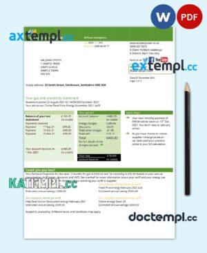 sample USA ScottishPower utility bill template in Word and PDF format (3 pages) download