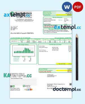sample USA South Dakota Southeastern Electric utility bill template in Word and PDF format download
