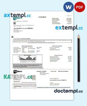 sample USA Texas CoServ utility bill template in Word and PDF format download