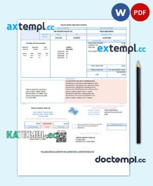 sample USA Texas Dasor Management and Investment utility bill template in Word nd PDF format download