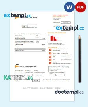 sample USA Texas Frontier Utilities utility bill template in Word and PDF format download