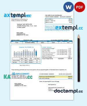 sample USA Texas Power of Community electricity utility bill in Word and PDF format, good for address prove download