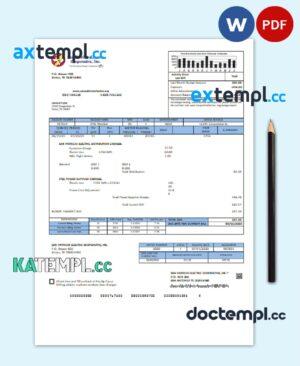 sample USA Texas San Patricio Electric Corporative utility bill template in Word and PDF (.doc and .pdf) format download