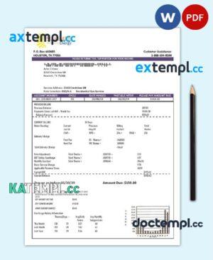 sample USA Texas Summer Energy easy fillable utility bill template in Word and PDF format download