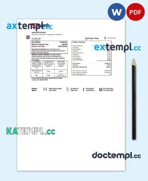 sample USA U.S. bank credit card statement template in .doc and .pdf format download