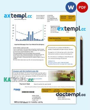 sample USA Virginia Atmos Energy utility bill template in Word and PDF format (.doc and .pdf) download