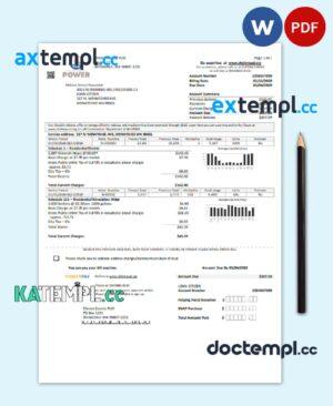 sample USA Washington Chelan County PUD utility bill template in Word and PDF format download