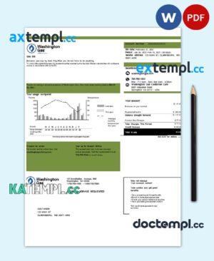 sample USA Washington Gas (WGL) utility bill template in Word and PDF format download
