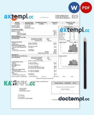 sample USA Wisconsin We Energies electricity utility bill template in Word and PDF format download