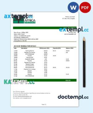 sample Uganda Bank of Africa proof of address bank statement template in Word and PDF format download