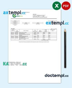 sample Ukraine OTP bank statement template in .xls and .pdf file format download