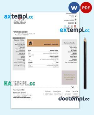 sample United Arab Emirates Abu Dhabi Municipality Service utility bill template in Word and PDF format download
