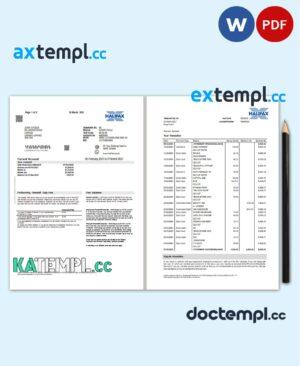 sample United Kingdom Halifax bank proof of address statement template in Word and PDF format (2 pages) download