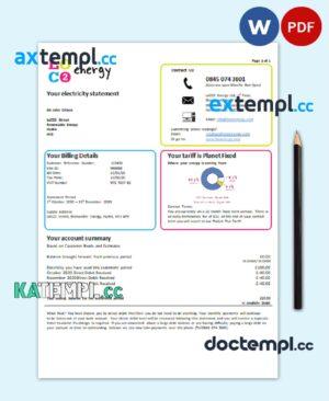 sample United Kingdom LoCO2 Energy utility bill template in Word and PDF format download