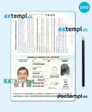 sample Uruguay passport template in PSD format, fully editable, with all fonts download