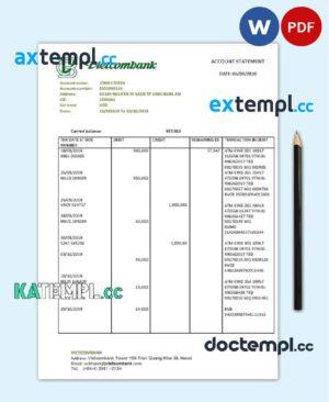 sample Vietnam Vietcombank proof of address statement template in Word and PDF format, .doc and .pdf format download