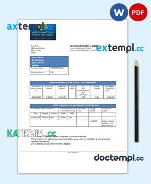 sample Yemen Gulf bank statement template, Word and PDF format (.doc and .pdf) download