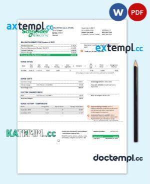 sample Yemen Schneider Electric utility bill template in Word and PDF format download