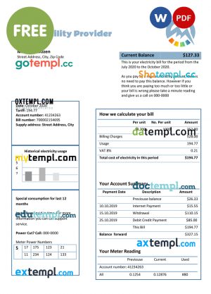 free download # cycle energy universal multipurpose utility bill download example in Word format