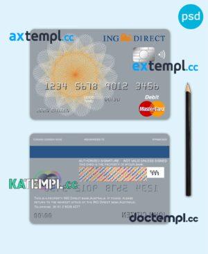 sample Australia ING Direct bank mastercard debit card template in PSD format, fully editable download