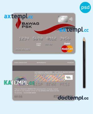 sample Austria BAWAG PSK bank mastercard debit card template in PSD format, fully editablc download