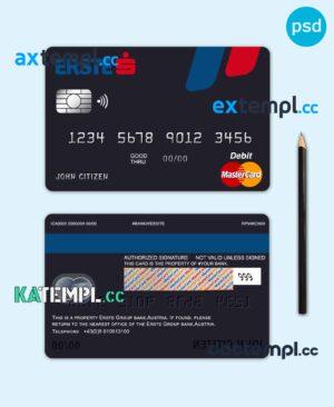 sample Austria Erste Group bank mastercard debit card template in PSD format, fully editable download