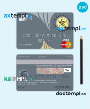 sample Bahamas The Central bank mastercard debit card template in PSD format, fully editable download